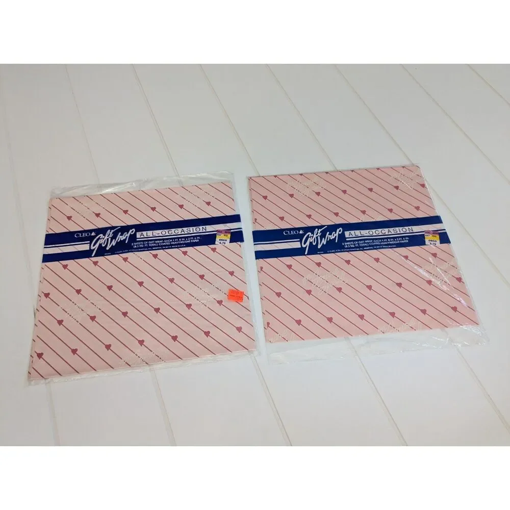 Vintage Cleo Valentine's Day Gift Wrap Sheets - NOS - 2 Sealed Packs